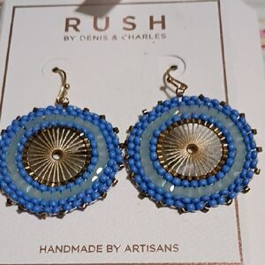 Blue and Gold Artisan Earrings